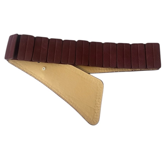 NKN Nekane Asymmetric Burgundy Studded Faux Leather Belt NWT One Size Reg. $65
